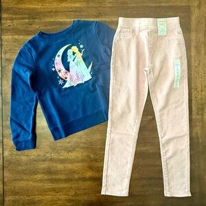 jumping beans Disney Frozen Sweatshirt with Light Pink Jeans Sz 8 NWT